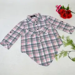 ☆良品☆【CECIL McBEE】五分丈 ブラウス M ピンク チェック