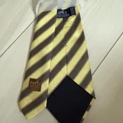 HERMES シルクネクタイ ストライプ柄 イエロー ブラウンのサムネイル