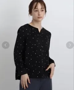 タグ付き新品✨INDIVI スキッパーブラウス キーネック フレンチ 