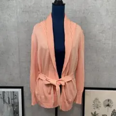 INED カーディガン ボレロ M オレンジ 無地 長袖 綿100％ 薄手