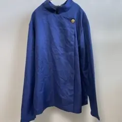 海外古着!!ネイビー 長袖ジャケット風 シャツ【S】オーバーサイズ コスプレ制服