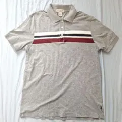 BANANA REPUBLIC グレー ストライプ ポロシャツ メンズ Mサイズ