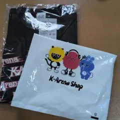 K-Arena 壁面ロゴ総柄 Tシャツ ブラック Lサイズ