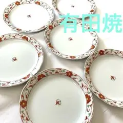 かくしょう　有田焼　赤絵 花唐草文様 皿 6枚セット　直径15㎝のサムネイル