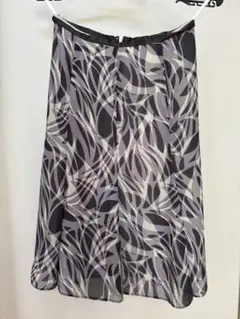 COMME CA ISM フレアスカート M グレー系葉柄