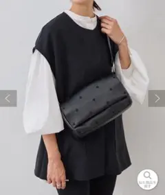 BEARDSLEYドット柄 ショルダーバッグ ブラックのサムネイル