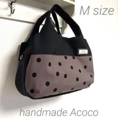 ハンドメイド3Roomsトートバッグ Msize Black✖️brownドット柄