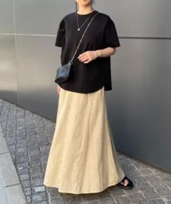 コラージュガリャルダガランテ　ブライト加工フレアスカート　リネン