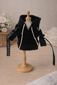 オビツ11サイズ ブラック フード付きパーカー ドール服