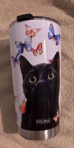 FOLADA 黒猫，茶/オレンジ猫、タンブラー 口径約8.7x高17.5cm
