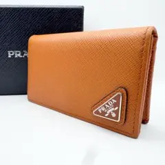 【極美品】PRADA　サフィアーノレザー　名刺入れ　三角ロゴ　レザー　オレンジのサムネイル