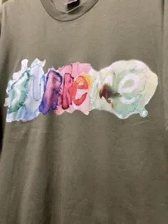 supreme 水彩ロゴプリント Tシャツ L オリーブ カーキ