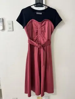 CECIL McBEE 半袖 ロングワンピース バイカラー