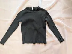 【GU】ブラック リブ編み 長袖カットソー120size