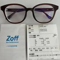 Zoff ブラック ボストンフレーム メガネ　度入り　薄型レンズ