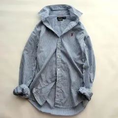 現行 ポロラルフローレン ストライプ コットンシャツ ポニー刺繍 4