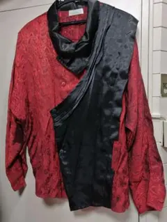 ステージ パーティーエレガントな赤黒長袖シャツ