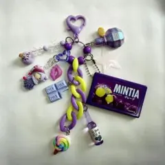 じゃらじゃらキーホルダー お菓子 MINTIA パープル