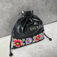 FEILER フェイラー ポーチ 巾着 ナイロン ブラック 花柄