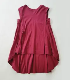 【美品】コラージュ　ノースリーブ フレアチュニック　ボルドー 赤系　フリーサイズのサムネイル