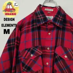 usa古着 DESIGNELEMENTS  ネルシャツ　M レッド　ブラック