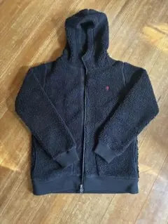 ジムフレックス ボアフーディ 黒 赤ロゴ刺繍