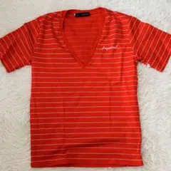 極美品✨ディースクエアード　TシャツS ロゴ刺繍　レッドホワイト