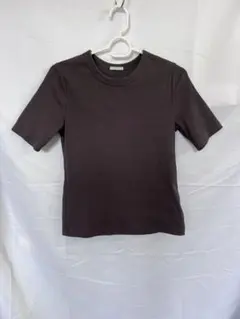 GU リブクルーネックTシャツ ダークブラウン Mサイズ