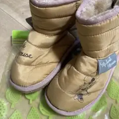 17cm ミニーマウス キルティングブーツ ベージュ