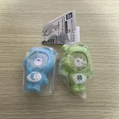 ケアベア フォトフレームマスコット ガチャガチャ カプセル 水色 緑