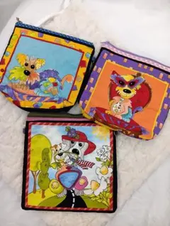 犬のデザイン ポーチ 3個セット