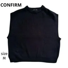 【CONFIRM】メンズ　ニットプルオーバー　リブ編み ベスト　オーバーサイズ