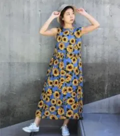 dot＆stripes childwoman ひまわり柄ワンピース