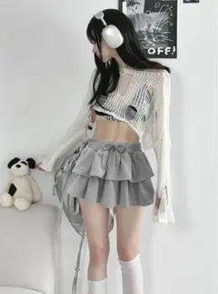 インパン裏地付きティアードスウェットミニスカート