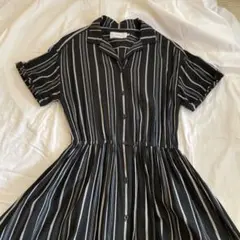 AZUL bymoussyブラックストライプ シャツワンピース 半袖　Mサイズ