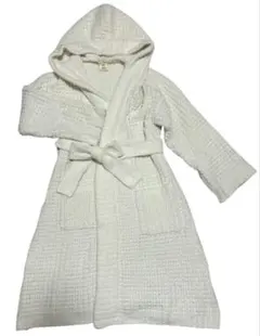ジェラートピケアクアドライワッフルガウンバスローブ フード付 ロング丈Fベルト付