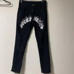 ダメージ加工スキニーパンツ ブラック