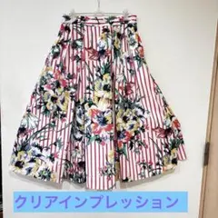 Clear Impression クリアインプレッション 花柄ストライプスカートのサムネイル