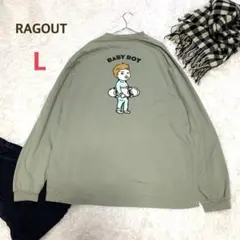 ラグアウト トレーナー 長袖Tシャツ L グリーン系 バックプリント ストリート