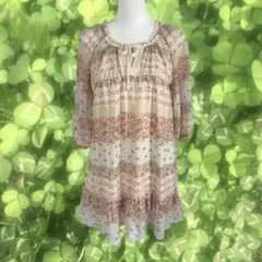 森ガール フェアリーグランジ 00s 花柄シフォンチュニック レース