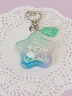 レジン 星シェイカー キーホルダー グリーンのサムネイル