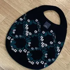 ミナペルホネン エッグバッグ　flower crown ネイビー