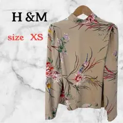 【H&M 】フラワープリント 長袖トップス 高級感　個性的　派手　アート