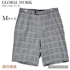 【グローバルワーク】 ショートパンツ スーツ チェック 綺麗め オフィス M