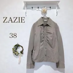 ZAZIE（ザジ）　シャツ　ブラウス　長袖　カーキ　グリーン系　38のサムネイル