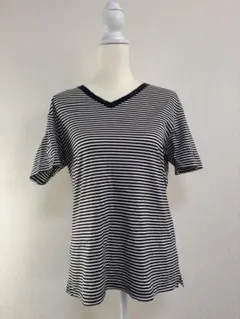 MORGAN HOMME ボーダー Vネック Tシャツ