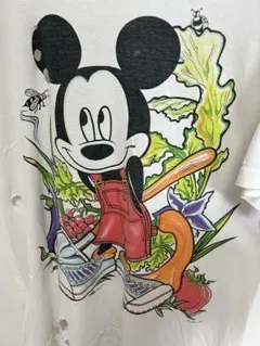 レアプリント】90年代　USA製　ビンテージ ミッキー Tシャツ 重ね着　ボロのサムネイル