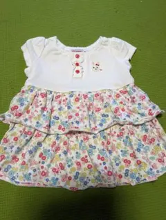 ミキハウス 花柄 ワンピース 白 うさこ 80cm 美品