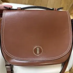 ブラウンレザー フラップショルダーバッグ アニエスべー　Agnes b