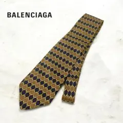美品　バレンシアガ　シルクネクタイ　ネイビー　ヴィンテージ柄